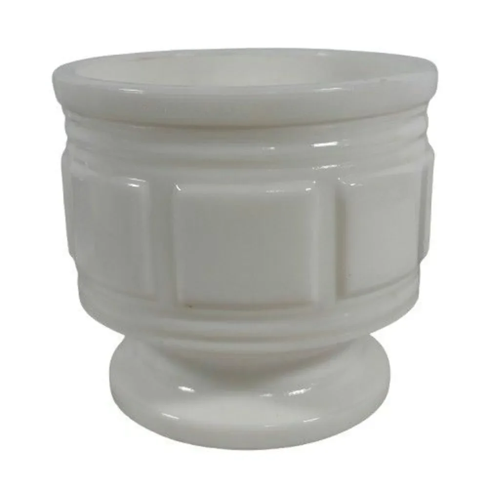 VTG Randall Milk Glass Geometric Block Footed Flowerpot Planter Vase Candy Dish